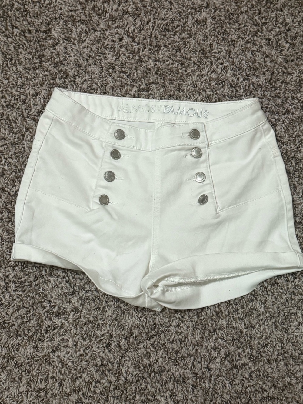 Almost Famous White High-Waist Sailor-Inspired Button Shorts